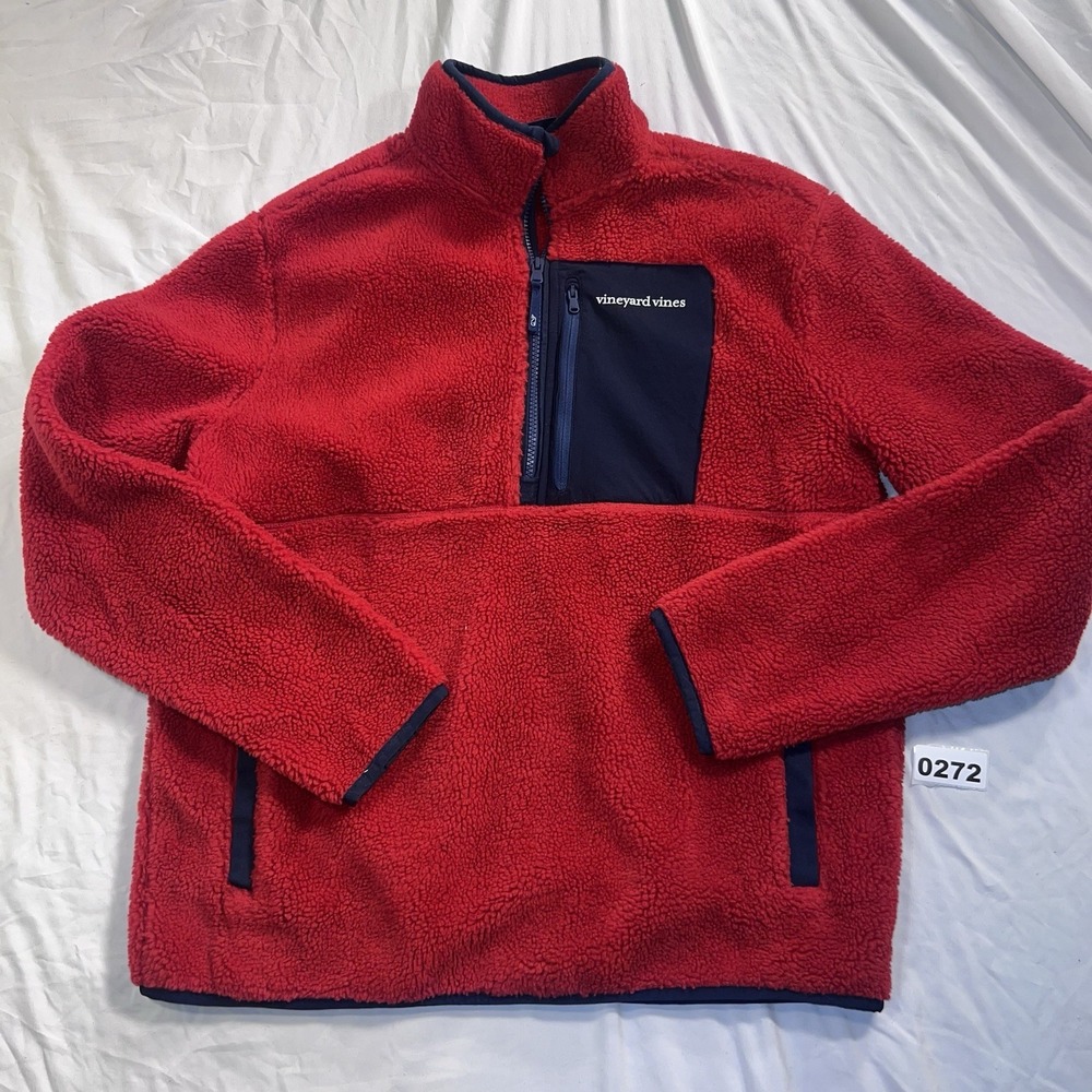 Vineyard Vines Men's Quarter Zip Fleece SherpaPullover Sz M